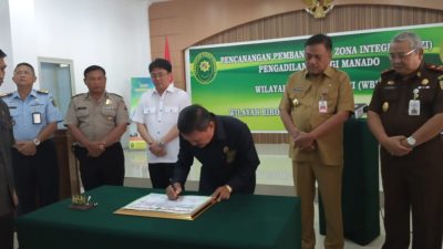 Terwujudnya Pemerintahan Bersih dan Bebas KKN, Pengadilan Tinggi Manado Canangkan Zona Integritas