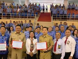 Gubernur, Wagub dan Sekprov Sulut Serahkan SPT PPh OP 2018 ke Kakanwil DJP