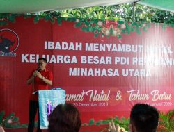 Ibadah Pra Natal PDIP Minut, Joune Ganda Ajak Kader Bersatu dan Tinggalkan Perbedaan