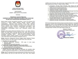 PENGUMUMAN PENUNDAAN TAHAPAN PILGUB SULUT 2020 DALAM UPAYA PENCEGAHAN PENYEBARAN COVID-19